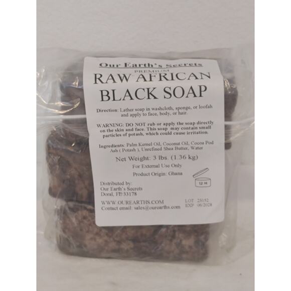 Raw African Black Soap from Ghana 3 Bars 1 Pound Each - Picture 1 of 7